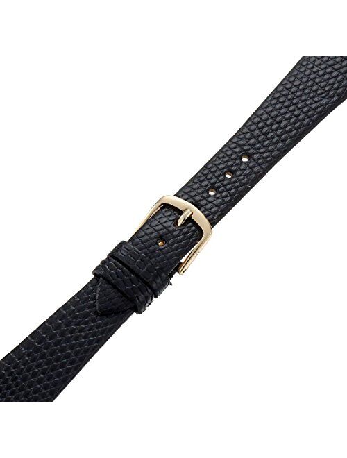 Hadley Roma Men's MSM700SA-180 18mm Short Black Genuine Lizard Leather Watch Strap