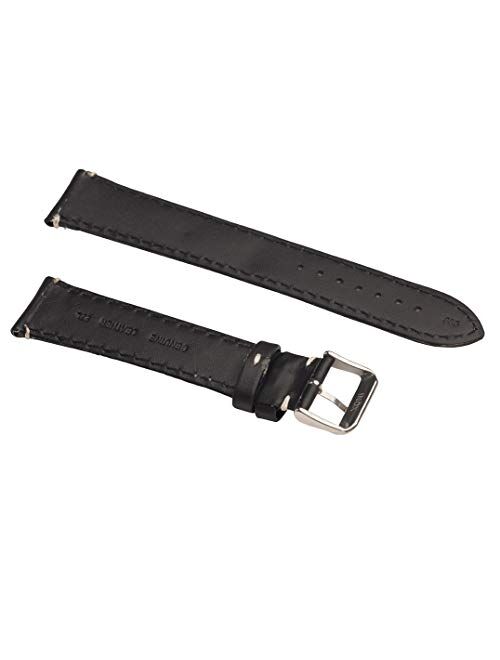 Hadley Roma MS885 20mm Long Watch Band Mens Black Oil Leather Stitched