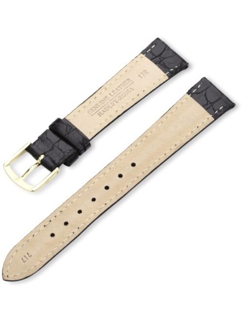 Hadley Roma Men's MSM717RA 160 16-mm Black Crocodile Grained Leather Watch Strap