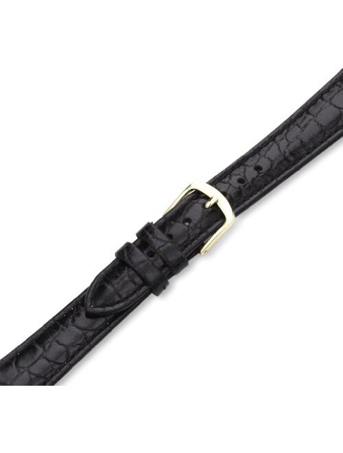 Hadley Roma Men's MSM717RA 160 16-mm Black Crocodile Grained Leather Watch Strap