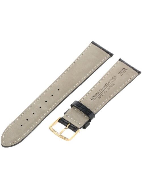 Hadley Roma Men's MSM835RA-180 18-mm Black Genuine Italian Calfskin Leather Watch Strap