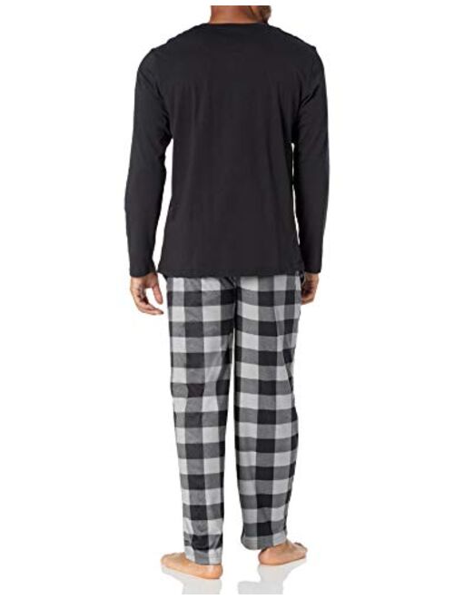 Chaps Men's Jersey Henley and Microfleece Pajama Set