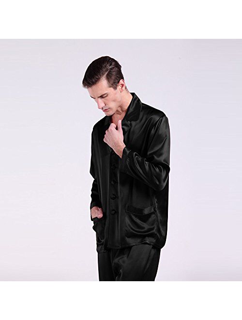 LILYSILK Men's Silk Long Pajamas Set for Men 2pc Sleepwear Soft Luxury 22 Momme Real Mulberry Silk