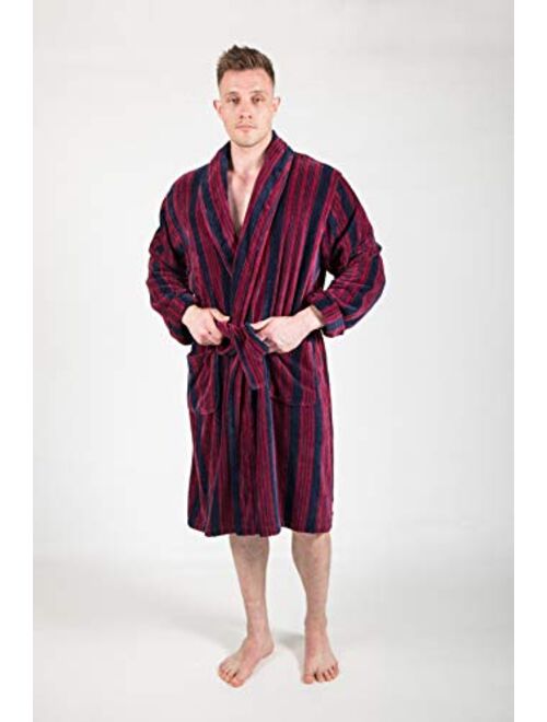 Honi Kimono Cotton Mens Robe Soft Plush Fleece Shawl Collar Bath Robe for Men