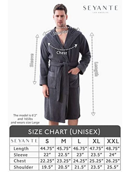 Turkish Cotton Terry Men's Bathrobe - Hooded, Kimono Cotton Terry Cloth Robe - Long Textured, Rice Weave Trim Bathrobe