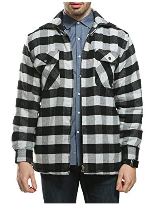 Piero Lusso Men's Big and Tall Marshall Flannel Sherpa Lined Zipper Shirt Jacket