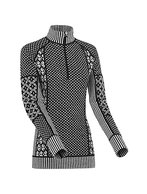 Kari Traa Women's Smekker Half-Zip Baselayer Top - Premium 100% Merino Wool Fitted Long Sleeve Shirt