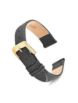 Genuine Leather Fine Cowhide Watch Band with Stainless Steel Buckle; Available in Black and Brown Colors, Sizes 6mm,8mm,10mm,11mm,12mm 13mm and 14mm