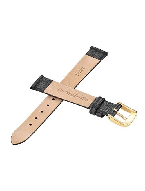 Speidel Genuine Leather Fine Cowhide Watch Band with Stainless Steel Buckle; Available in Black and Brown Colors, Sizes 6mm,8mm,10mm,11mm,12mm 13mm and 14mm