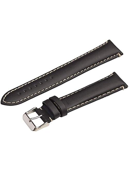 Hadley Roma MS885 22mm Watch Band Mens Black Oil Tan Leather Stitched