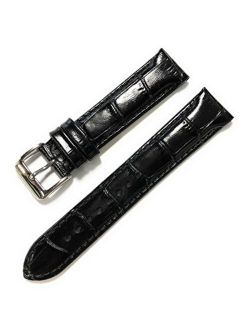 Black 20 mm Wide Genuine Italian Calfskin Leather Strap