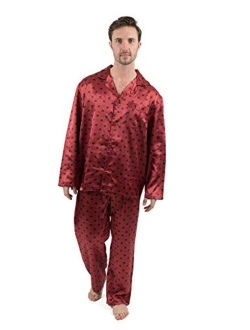 Mens Satin Pajamas Christmas 2 Piece Pajama Set Size Small-XXX-Large)