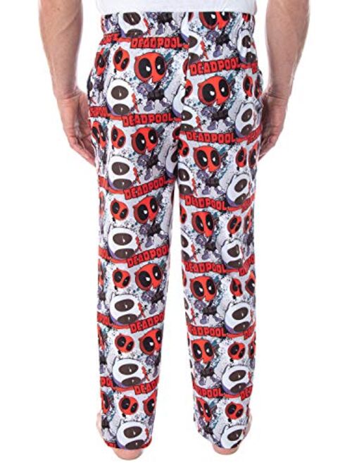 Marvel Men's Deadpool Heads Will Roll! Chibi Character Print Adult Sleep Lounge Pajama Pants
