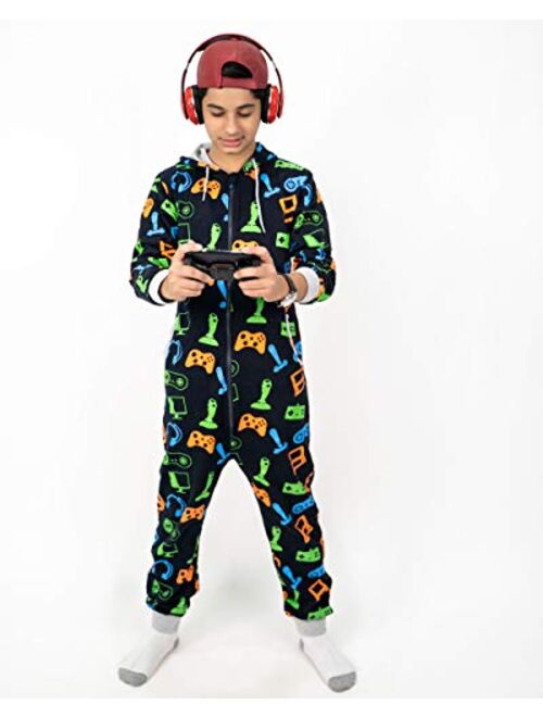 NOROZE Men's Boys Gaming Onesie Pyjamas All in One Family Jumpsuit Loungewear Sleepsuit Sleepwear