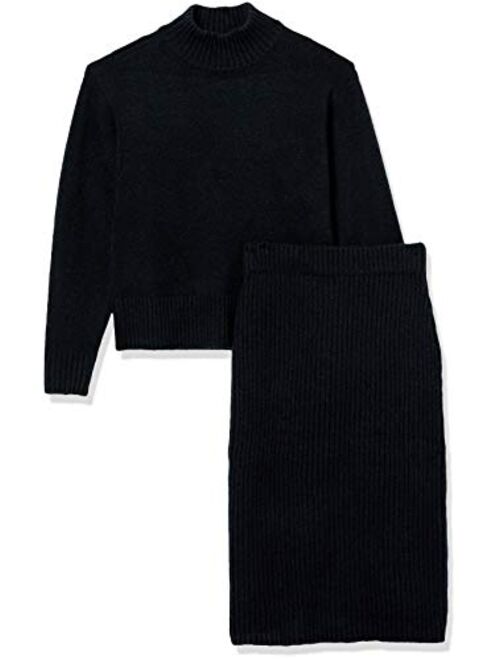 Daily Ritual Women's Relaxed-Fit Cozy Boucle Mockneck Sweater & Pencil Skirt 2-Piece Outfit