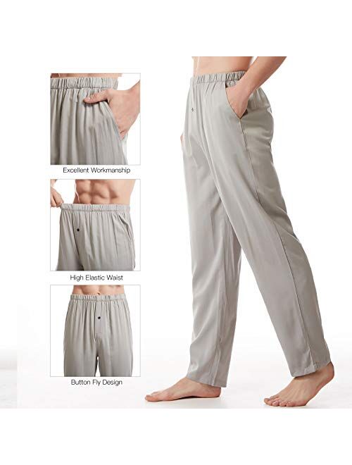 BAMBOO COOL Men's Pajamas Pants Bamboo Soft Print Lounge Sleep Bottoms with Pockets