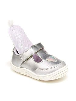 Girls Mariella First Walker Shoe, Silver, 4 Toddler