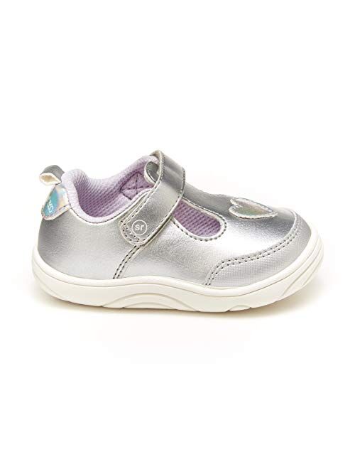 Stride Rite Girls Mariella First Walker Shoe, Silver, 4 Toddler