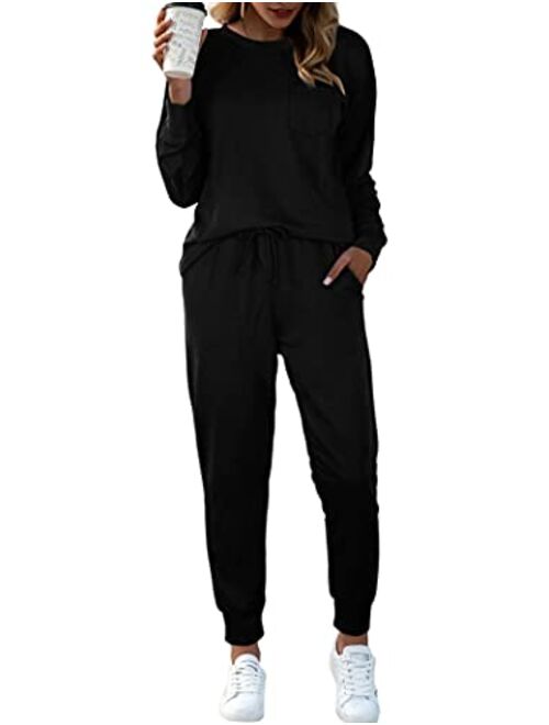 Bofell Lounge Sets for Women Two Piece Outfits with Pockets Loose Fit