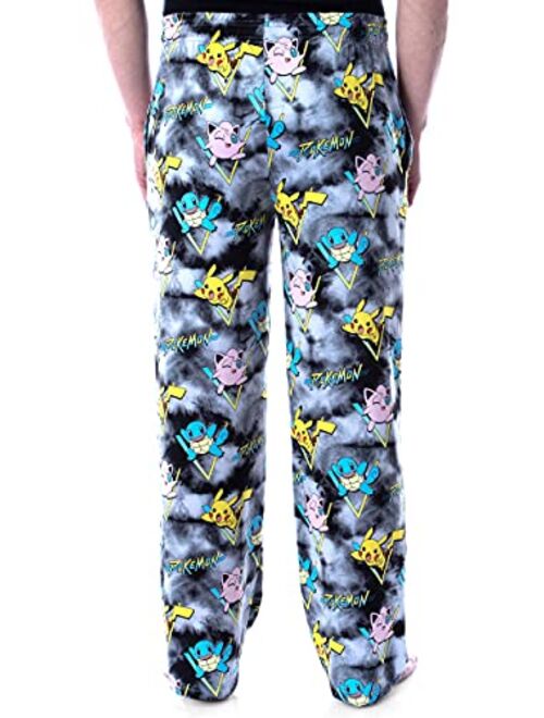 Mad Engine Pokémon Men's Pikachu Squirtle and Jigglypuff Tie Dye Adult Sleep Bottoms Pajama Pants