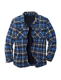 KEEYO Men's Warm Sherpa Lined Fleece Plaid Flannel Shirt Jacket Fashion Casual Button Down Big and Tall Cozy Winter Coats