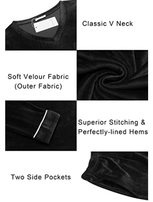 Ekouaer Couples Matching Pajamas Sets Velvet PJs Set for Men and Women Velour Long Sleeve Sleepwear S-XXL