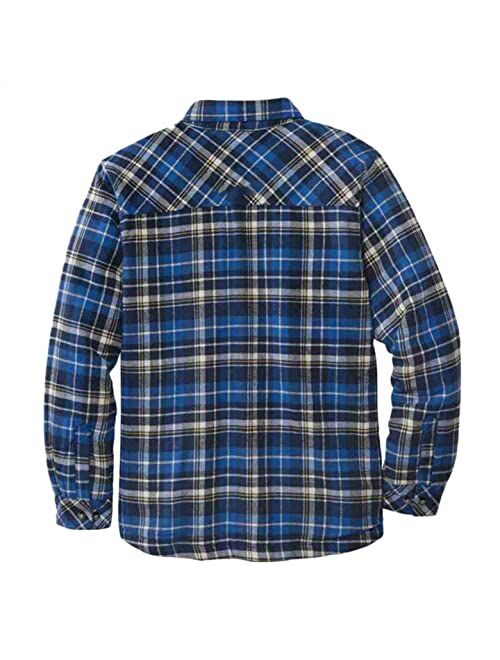 Goddessvan Winter Jackets for Men Warm Fleece Lined Plaid Shirt Plus Size Lapel Button Down Mens Flannel Shirts Coats