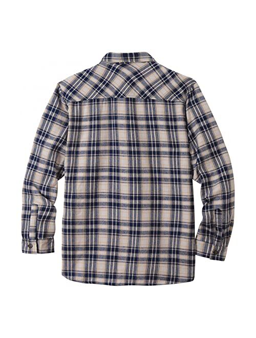 Weuie Men Casual Sherpa Fleece Lined Plaid Flannel Shirts Jackets Button Down Heavyweight Thermal Winter Shackets Coat Outwear