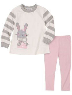 Little Girls French Terry Pullover Tunic and Leggings Set, 2 Piece
