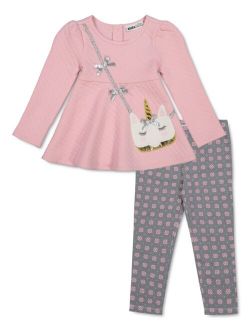 Baby Girls 2-Pc. Quilted Tunic & Checked Leggings Set