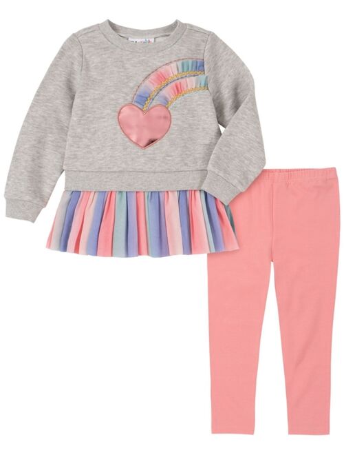 Kids Headquarters Baby Girls Rainbow Peplum Sweatshirt and Leggings, 2 Piece Set