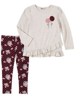 Little Girls 2-Piece Tunic and Dotted Floral Leggings Set
