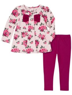 Little Girls 2-Piece Floral Quilted Tunic and Leggings Set
