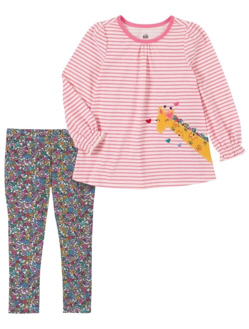 Kids Headquarters Toddler Girls Striped Tunic and Floral Leggings Set, 2 Piece