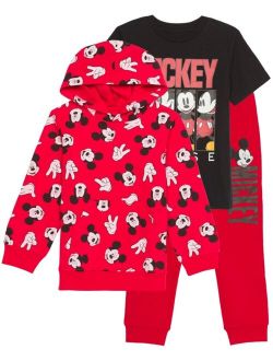 Hybrid Little Boys Mickey Walking Cool Bundle Fleece 3 Piece Set