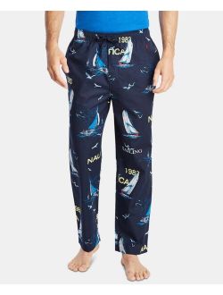 Men's Cotton Sailboat-Print Pajama Pants