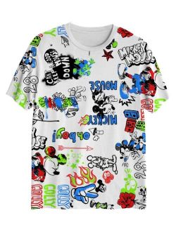 Hybrid Big Boys Mickey Mouse AOP Graphic T-shirt