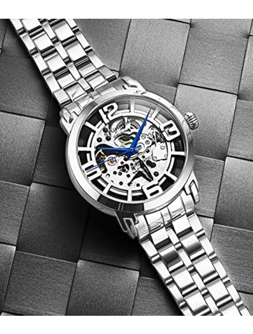 Stuhrling Skeleton Watches for Men - Mens Automatic Watch Self Winding Mens Dress Watch - Mens Winchester 44 Elite Watch Mechanical Watch for Men