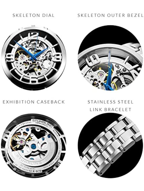 Stuhrling Skeleton Watches for Men - Mens Automatic Watch Self Winding Mens Dress Watch - Mens Winchester 44 Elite Watch Mechanical Watch for Men