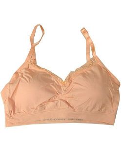 Seamless V-Neck with Lace Bra, Full Size, Peach
