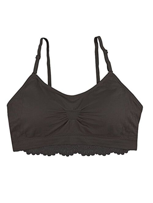 Coobie Seamless Lace Back Scoopneck Bra- Charcoal, Full Size