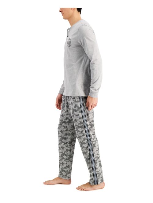 Michael Kors Men's 2-Pc. Logo Graphic Henley & Dot-Camo Pajama Pants Gift Set