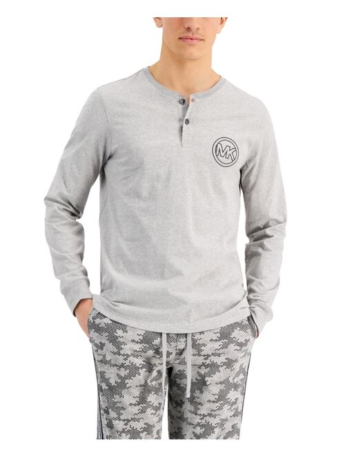 Michael Kors Men's 2-Pc. Logo Graphic Henley & Dot-Camo Pajama Pants Gift Set