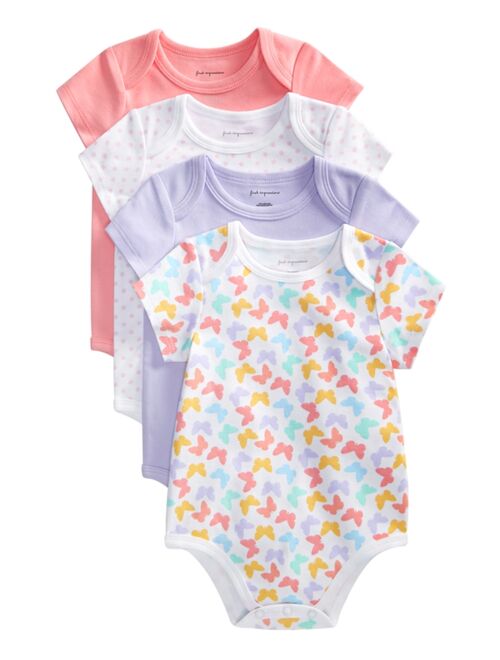 First Impressions Baby Girls 4-Pack Butterfly Cotton Bodysuits Set, Created for Macy's