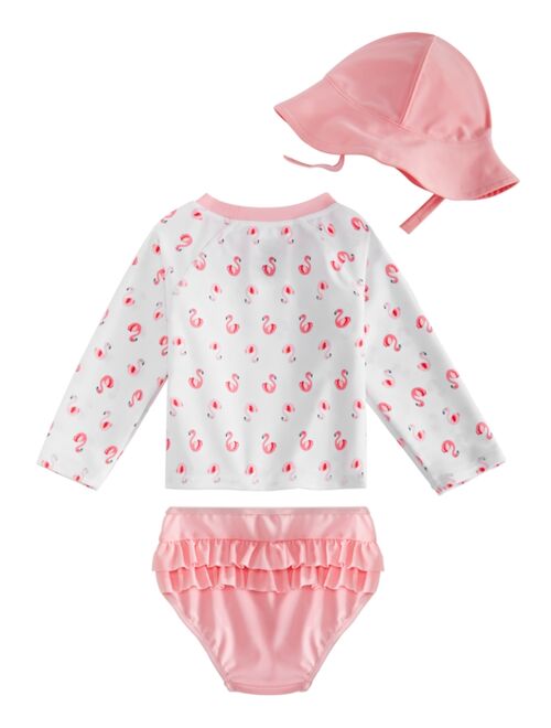 First Impressions Baby Girls 3-Pc. Flamingo Hat, Rash Guard & Swim Bottoms Set, Created for Macy's