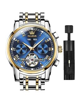 Automatic Watch for Men Self Winding Tourbillon Luxury Dress Skeleton Mechanical Watches Waterproof Stainless Steel Wristwatch Men's Wrist Watch