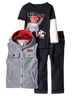 Infant Toddler Boys 3 Piece Robot Outfit Vest Shirt Pants