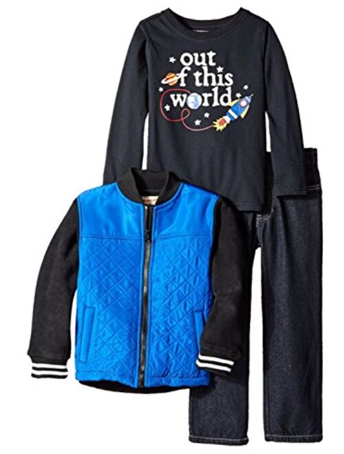 Kids Headquarters Infant Boys 3 Piece Black Space Ship Shirt Pants & Jacket