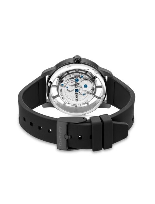 Kenneth Cole Men's Automatic Black Silicon Strap Watch 44.5mm
