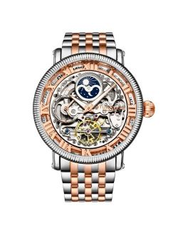Men's Rose Gold - Silver Tone Stainless Steel Bracelet Watch 49mm